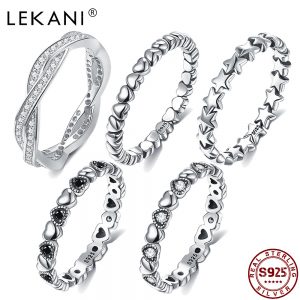 LEKANI 925 Sterling Silver Ring Love Heart Star Party Ring For Women Wedding Rings Original Fine Jewelry 5 Styles Hot Sale