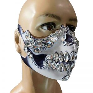 Terror Pearl Rhinestones Mask Male Female Stage Accessories Funny Halloween Party Show Singer Dancer Performance Stones Ornament