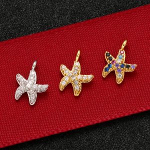 ZHUKOU 8x11mm brass crystal small star pendant Charms for women’s handmade DIY necklace earring jewelry accessories Model: VD553