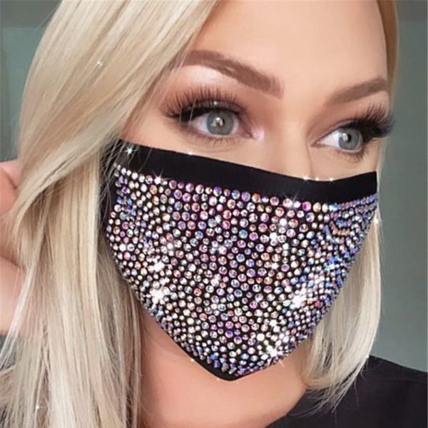 Fashion Sparkly Rhinestone Mask Elastic Reusable Washable Fashion Masks Face Bandana Face Decor Jewelry Fashion Sparkly Rhinestone Mask Elastic Reusable Washable Fashion Masks Face Bandana Face Decor Jewelry