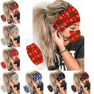 2Pcs-set-Christmas-Button-Headband-Mask-Turban-Hairs-Accesories-Soft-Yoga-Sports-Elastic-Hair-Band-Fashion