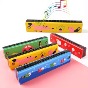 Double-Row-16-Hole-Harmonica-Musical-Instruments-Children-s-Wooden-Painted-Harmonica-Creative-Early-Education-Toy
